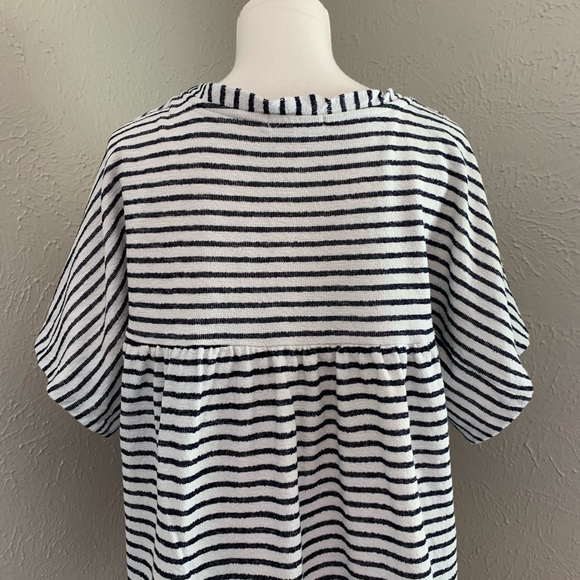 Pleione for Nordstrom Stripe Knit Flowy Top Navy M - Picture 4 of 6